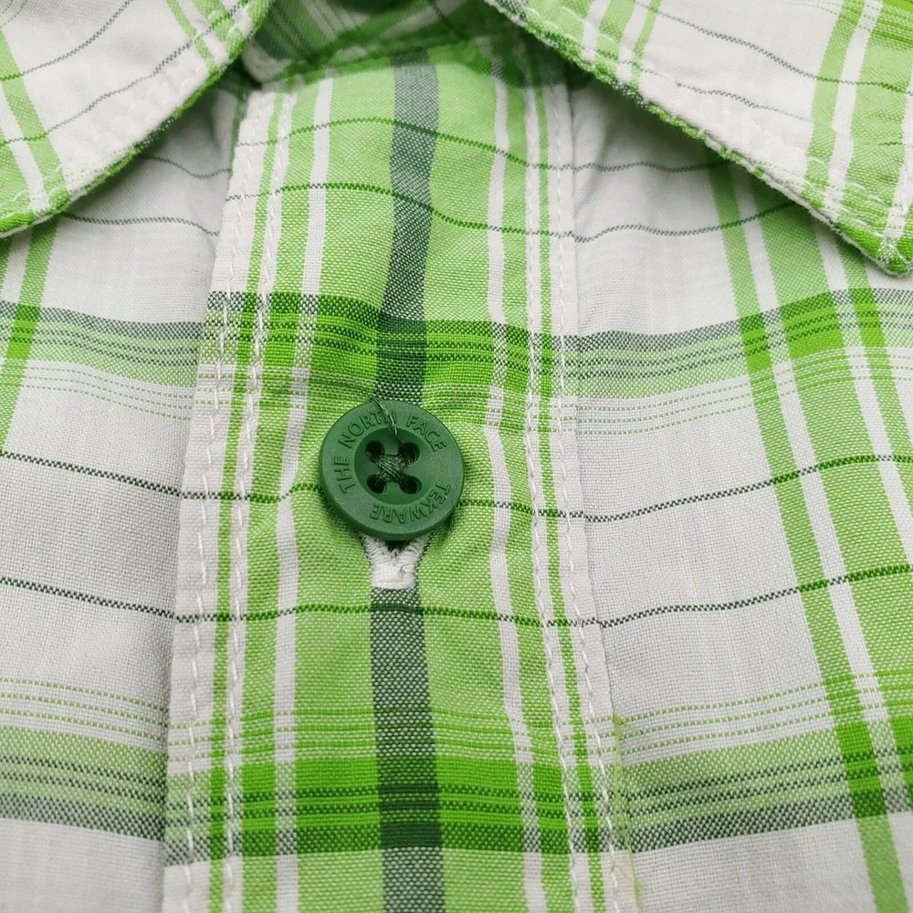 North Face Shirt Mens Small Green White Plaid Vented Outdoor Fishing‎ Tartan